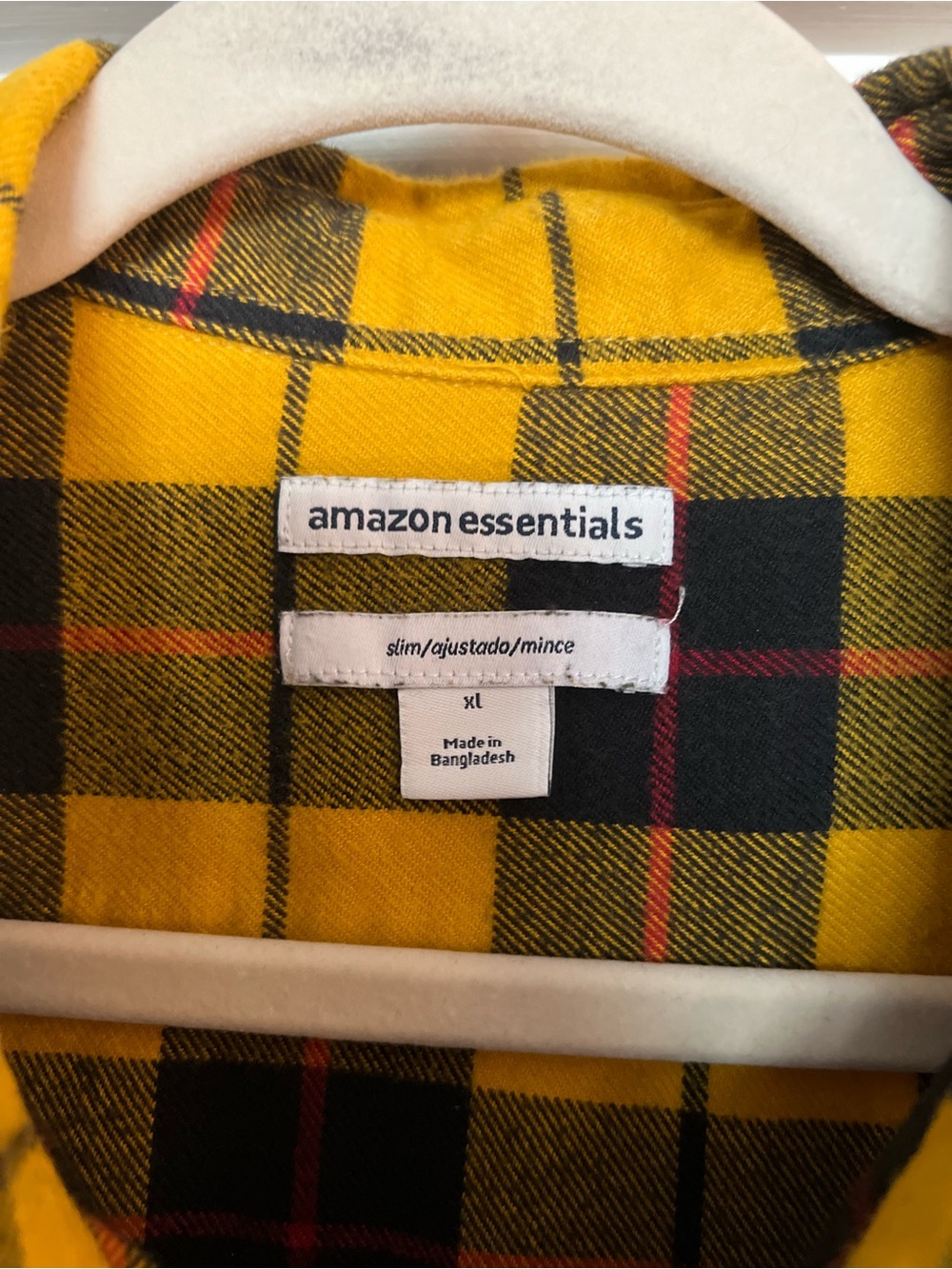 Amazon Essentials Yellow and Black Plaid Button-Down Shirt - Picture 3 of 3